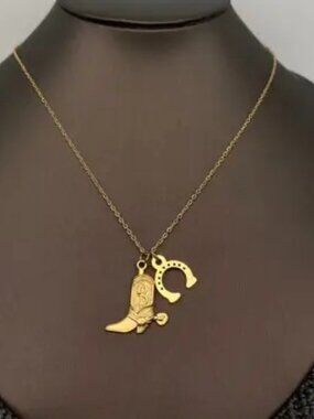Western Boots & Horseshoe Necklace